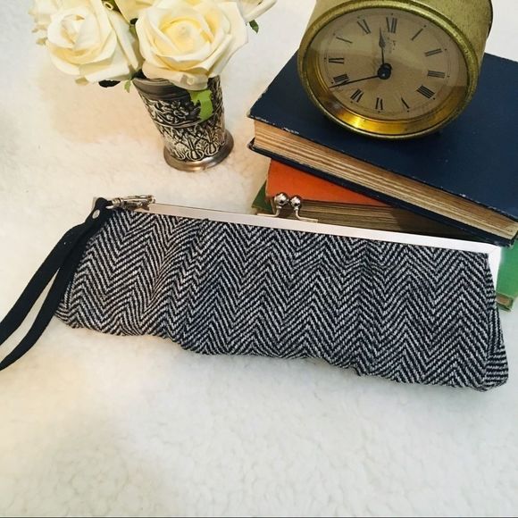 Mural clutch gray and black soft woven chevron - Picture 3 of 4